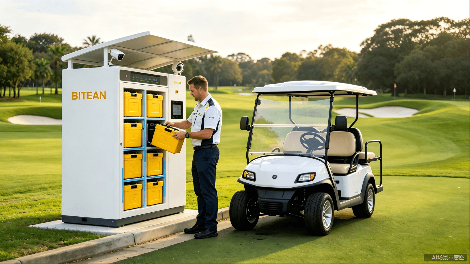 Transport-cart battery swap system for four-wheel vehicles